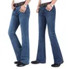Ücretsiz Gönderim Erkekler Yüksek Kaliteli İş Casual Boot Cut Jeans Orta Bel Flares Yarı Flared Bell Alt Pantolon Plus Size 27-38 201123