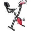 US Stock, Folding Exercise Bike Fitness Upright Recumbent X-Bike with 10-Level Adjustable Resistance, Arm Bands and Backrest MS187237JAA