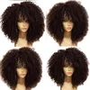 16-calowy 100% ludzkich peruk do włosów dla czarnych kobiet Krótkie perwersyjne kręcone loki peruka z grzywką koronki przodu brazylijski HD Szwajcar Pre osieszający 130% dzienne