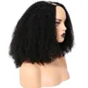 U kısım peruk afro kinky kıvırcık insan saç perukları Siyah kadınlar için brezilya kinkys kıvılcım ve kayışlar ile upart peruk orta açıklık işlenmemiş