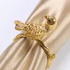 10 peças de metal banhado a ouro modelo de pássaro fivela de guardanapo de hotel anel de guardanapo anel de guardanapo 201124