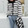 Fashion Women Black And White Stripe faux fur coat long sleeve O-Neck fur jacket Warm Casual outerwear Winter Overcoat Outercoat 201019