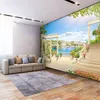 Aangepaste 3d muurschildering behang Europese stijl rome kolom tuin meer natuur landschap foto muur muurschildering woonkamer 3D achtergrond muren