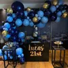 106pcs Retro Color Navy Blue Balloons Garland Gold Silver Confetti Balloon Arch Birthday Wedding Party Decor 211216