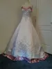 Vintage Rosa Camo Bröllopsklänningar Sweetheart Gothic Snörskorsett Topp Spets Pärlor Broderi Country Bride Dress Plus Size