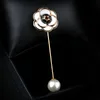 Andere Bräutigam -Accessoires Modepullover Brosche Rose Blume Corsage Camellia Long Nadel Pin für Frauen Schalhemd Kragen Accessoires