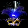 LED Halloween Party Flash Masque de plumes brillant Mardi Gras Masquerade Cosplay Masques vénitiens Costumes Halloween Gift562L276S9499254