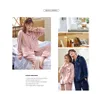 New Luxurious Silk Satin Couple Pajamas Set Long Sleeve Trousers Flower Printed Sleepwear Women Mens Silk Pyjamas Set Plus Size 3X1455966