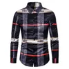 6XL Business Casual Plaid Shirt Men's Formal Workwear Wedding Dress Slim Social Party Clothes Khaki Checked 220309