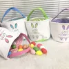 DHL Easter Egg Storage Basket Canvas Bunny Ear Bucket Creative Easter Gift Bag With Rabbit Tail Decoration 8 Styles6212505