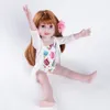 Swimsuit 18 inches Bathing Doll Girl Summer Washable Dolls Beach Girls Sleeping Toy Long Hair for Children Macaron Pattern LJ201031