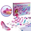 Barn Diy High Heels Playset Beaded Assembly High Heels Toy Without Sko Rack Pretend Play Toys Girls Kid Perfekt födelsedagspresent LJ201009