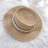 Wide Brim Hats &Dolphin Designer Fashion Women Raffia Straw Hat Summer Beach Sun Black White Pear Ribbon Cap Foldable Flat233c