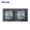 تبديل الملحقات Welaik 2 Frame EuropeanStandard PowerSocket DegartingGlasspanel EU WALLSOCKET WALLOUTLET 16A AC250V A28E8EW 5656611