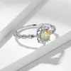 Kuololit Natural Opal Gemstone Rings for Women 925 Sterling Silver Fire Stone Size 10 Ring Wedding Engagement Gift Fine Jewelry 220216
