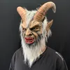 Maski imprezowe 2021 Lucyfer Cosplay lateks Halloween Costume Scary Demon Devil Movie Horrible Horn Mask