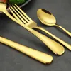 Wedding Gold Flatware Stainless Steel Cutlery Set 4 Pieces Dinnerware Set Dishwasher Safe