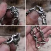 925 Sterling Silver Huge Skulls Chain Mens Biker Rock Punk Bracelet TA263