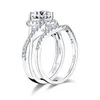 Ainuoshi Fashion 925 Серебряное серебро 8х8 мм срезанные наборы ореолдельных кольцов моделируемые бриллианты свадебные свадебные кольца ювелирные украшения Y200107