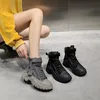 Adboov 플랫폼 여성 부츠 사이드 지퍼 캔버스 발목 부츠 여성 Botas Mujer Invierno Hitop Canvas Shoes 201103