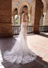 2021 Mermaid Wedding Vestidos 3D-Floral apliques decote Lace Beads vestidos de noiva Custom Made Sweep Trem Praia Robe De Soiree