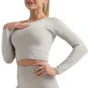 Outfit Nahtloser Yoga-Anzug Sportset Gymnastikkleidung Fitness Frauen Langarm Crop Top Hohe Taille Leggings Gerippte Workout-Sets Trainingsanzüge1