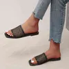 Plus Size 34-42 Damskor Rund Toe Flats Blandade färger Dekoration Design Slippers Kvinnors Skor Y220214