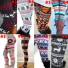 Winter Christmas Snowflake Knitted Leggings Xmas Warm Stockings Pants Stretch Tights Women Bootcut Stretchy Pants OOA3442