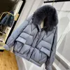 Designer-Veste Femme 90% Duvet de Canard Vestes Femmes Court Puffer Manteau Épais Femme Parkas Réel Col De Fourrure De Renard Dames Plume Vêtements