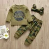 Bebé recém-nascido meninos meninas roupas conjunto de família carta de manga longa + calça camuflagem roupa infantil conjunto de roupas de criança lj201221