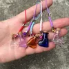 Heart Shaped Small Glass Bottles with Braided Nylon Rope Keychains DIY Mini Perfume Jars Vials Mixed Color 7pcs