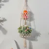 Panier de suspension de macrame à 3 niveaux Boho Home Decor Flower Plant Panier de fruits suspendu pour cuisine intérieure extérieure décorative 220213198639
