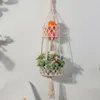 Cesta suspensa de macrame de 3 camadas Boho Decoração de casa Suporte de plantas de flores Cesta de frutas suspensa para cozinha interna e externa decorativa 220219250075