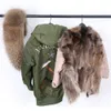 Maomaokong Natural Fur Raccoon Podszewka damska zimowa kurtka zimowa haftowany darmowym naturalnym futrem szopa szopa damska r.