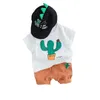 Sommar mode toddler spädbarnsuppsättningar baby tjejer pojke kläder kostymer kaktus t-shirt shorts barn tracksuits barn casual wear lj201223
