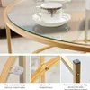 US stock Round Coffee Table Gold Modren Accent Table Tempered Glass Side Table for Home Living Room Mirrored Top/Gold Frame a00