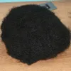 4MM Off Black Afro Kinky Curly Toupee Man Hair Unit Men 100% Human Hairs African American Full Lace Toupee Replacement System Wig