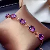 Nouveau Fashion Amethyste 18k Rose Or Couleur Trésor Luxe Purple Cristal Gemstone Bracelet pour femmes Bijoux fins Cadeaux de Noël