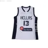 Tanie Niestandardowe Hellas 13 Jersey Haft Koszulki Koszykówka Bule White 2020 XS-5XL NCAA