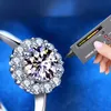Ringos de engajamento de anel de moissanita 100% para mulheres Bridal Bridiant Bridiant Round Cut Sterling Silver Proposal Bridal