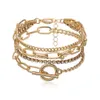 New fashion OL bracelet Retro trend OT buckle multi-layer popular diamond chain geometric hollow bead jewelry