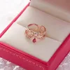 Wedding Rings 2022 Korea's Exquisite Crystal Flower Ring Fashion Temperament Sweet Versatile Love Heart Opening Female Jewelry Gift Wynn22