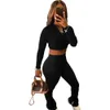 Aktive Herbst Winter Frauen Zwei Stück Set Zipper Tops Legging Hose Set Trainingsanzug Fitness Outfit Passenden 2Pcs Set set125