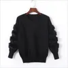 Autumn And Winter Women's Fashion Rabbit Fur Decorative Sleeve Sweater Solid Color Pullover Sweater Sweater 201222