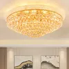 LED Modern Crystal Ceiling Lights Fixture American Luxury Pendant Lampa European Round Gold Hanging Lamp Hotel Home Inomhusbelysningsdiameter100cm