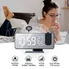 Desk Electronic Alarm Clock Table Large Screen LED Digital Alarm Clocks 180° Rotate Projector FM Radio Makeup Mirror Snooze Temperature Humidity Display ZL0595