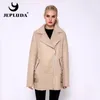 Jepluda Casual Women Winter Jacket Högkvalitativ ull blandar varm blixtlås päls riktig päls tjock läder 201029