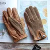 Été moto équitation cuir conduite gants hommes écran tactile peau de chèvre non doublé Section mince conducteur gants 211224