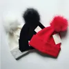 Marque d'hiver femme fourrure Poms chapeau chapeau d'hiver pour femmes fille chapeaux bonnet tricoté épais femmes Skullies bonnets