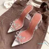 Dress Shoes High Heels Goods summer bow transparent sandals pointed jelly fairy high heels